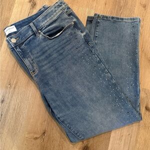 Lane Bryant Blue Straight Leg Jeans with Stud Accents - Size 22 Regular
